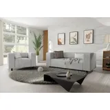 s-style möbel Polstergarnitur 2+1 Gustav aus Cord-Stoff mit bequemem Sitz, (1x 2-Sitzer-Sofa, 1x Sessel) grau