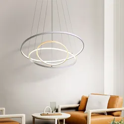 Eurotondisplay 2130White-3 80x60x40 cm Weiß 2130-3 Ringe LED Pendelleuchte mit Fernbedienung Lichtfarbe und Helligkeit einstellbar