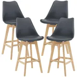 [en.casa] Barhocker Lublin 4er Set gepolstert Grau
