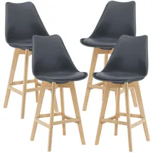 [en.casa] Barstuhl Lublin Kunstleder grau 4er Set