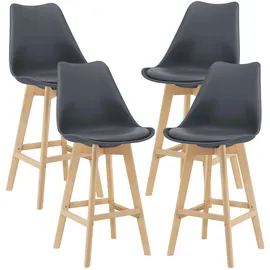 [en.casa] Barstuhl Lublin Kunstleder grau 4er Set