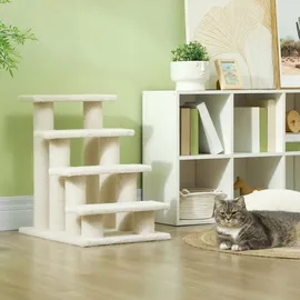 PawHut Tiertreppe Hundetreppe 4 Stufen Beige/Grau 63,5x43x60 cm
