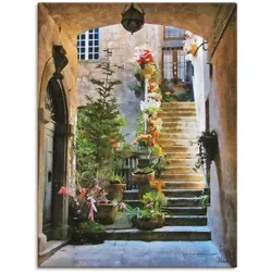 Artland Wandbild »Treppe mit Blumen«, Elemente der Architektur, (1 St.), als Leinwandbild, Wandaufkleber in verschied. Größen Artland Farbe Bild(er): bunt