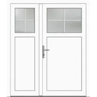 Asymm Kunststoff  Nebeneingangstür zweiflügelig "ANTONIA-Q" 71 mm Sprossen Weiß RAL 9016 beidseitig innen öffnend DIN links