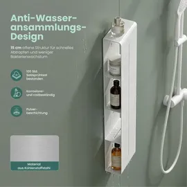 mai & mai Duschregal mit 4 Ablagen, Duschablage schmal, Wandregal Shampoo Halterung für Dusche 20x90x9cm, Badezimmer Organizer Weiß Reglo-16