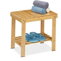 Relaxdays Badhocker aus Bambus 44 x 41,5 x 28 cm Natur