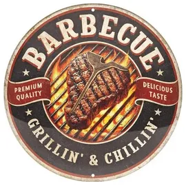 Nostalgic Art Nostalgic-Art Retro Blechschild, 35 cm, Barbecue – Grillin' & Chillin' – Geschenk-Idee für drinnen Stahl Mehrfarbig