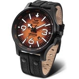 Vostok Europe YN55 Expedition Nordpol 1 Herrenuhr mit Multinieten, Lederarmband, automatisches Datum, orange/schwarz, Riemen