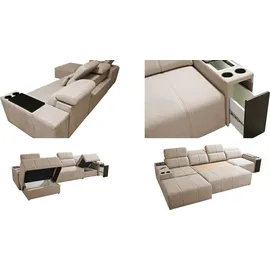 kaiser möbel Ecksofa mit Schlaffunktion, USB und verstellbarer Rückenlehne Mindy XII, Stoff Verita Blau Links - Blau