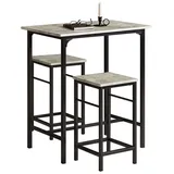 SoBuy Bartisch Set 3-teilig 75 x 120 x 75 cm Grau/Schwarz