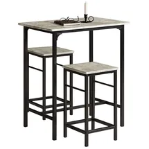 SoBuy Bartisch Set 3-teilig 75 x 120 x 75 cm Grau/Schwarz