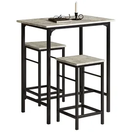 SoBuy Bartisch Set 3-teilig 75 x 120 x 75 cm Grau/Schwarz