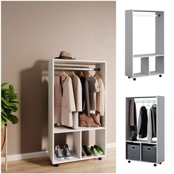 Vicco Garderobe Kleiderschrank Kleiderstange Sydney Weiß rollbar offen Fach