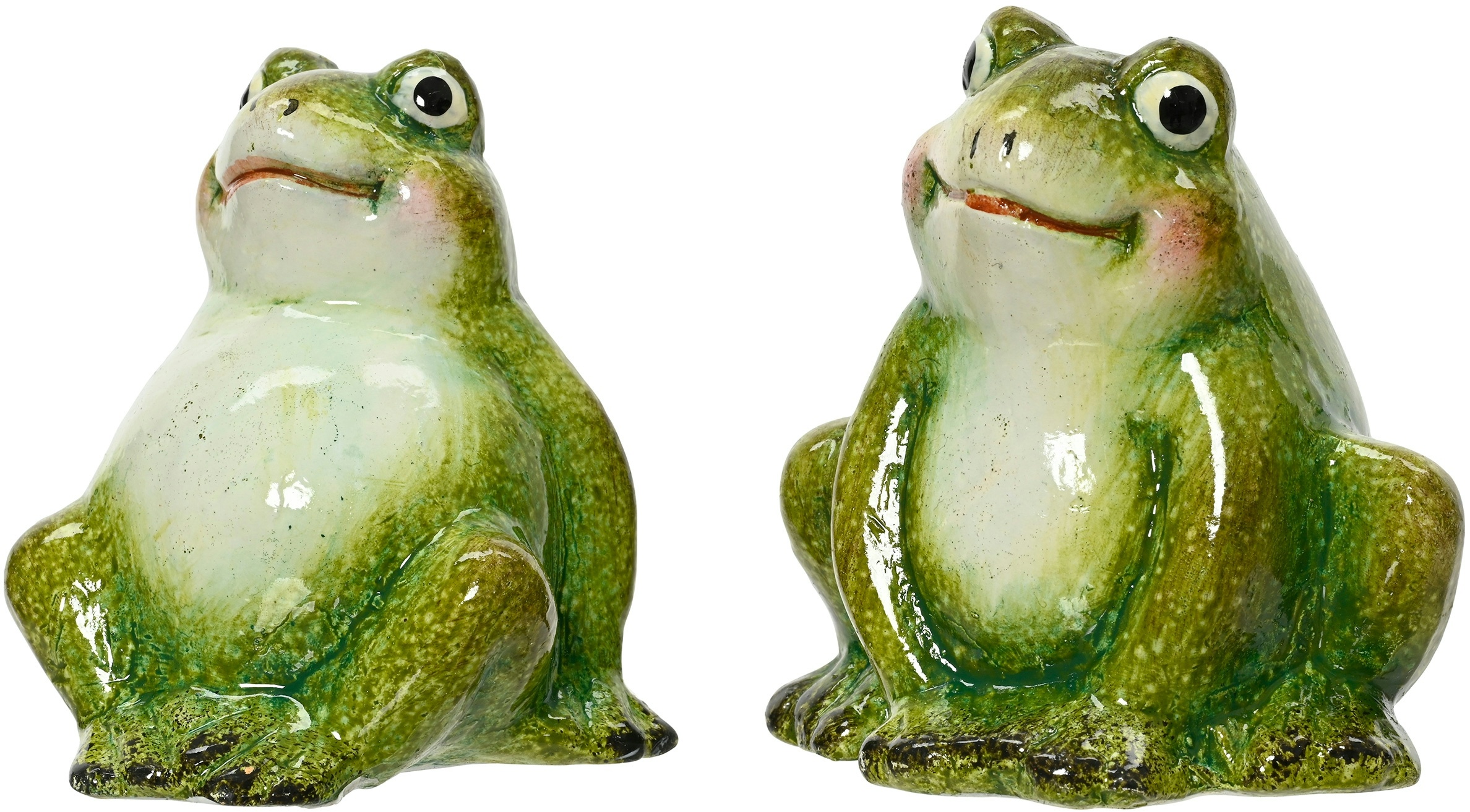 Decoris Dekofigur Frosch 6x7cm Keramik grün 1 Stück sortiert - Gartendeko Kröte - Kleine Gartenstatue Garten Deko Tierfigur - Dekofigur Draußen Vorgarten