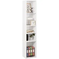 Woltu Bücherregal, Weiß, Holzwerkstoff, 4 Fächer, Rechteckig, 30x151x26 cm,