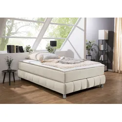 Boxspringbett ANDAS "Salo", beige, B:146cm L:226cm, Komplettbetten, Boxspringbett, Ohne Kopfteil, inkl. Topper, auch in Überlänge 220 cm