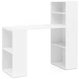 KADIMA DESIGN Schreibtisch WL5.692 mit Regal 120 x 120 x 53 cm Matt Holz Modern, Schreibtischregal Ablagefächer PC Tisch, Computertisch mit Ablage, Weißer
