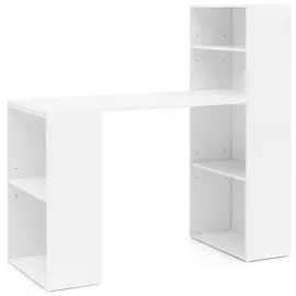 KADIMA DESIGN Schreibtisch WL5.692 mit Regal 120 x 120 x 53 cm Matt Holz Modern, Schreibtischregal Ablagefächer PC Tisch, Computertisch mit Ablage, Weißer