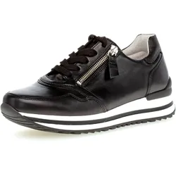 Keilsneaker GABOR "Turin", Damen, Gr. 40, schwarz, Nappaleder, sportlich, Schuhe Sneaker, mit gepolstertem Schaftrand, Komfortweite H