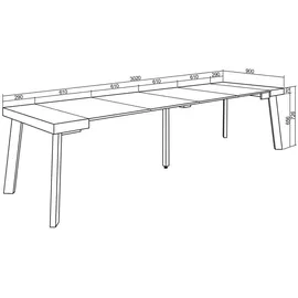 SKRAUT HOME Ausziehbarer Konsolentisch 302x90x73cm Eiche und Weiß