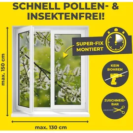 EasyMaxx Fliegengitter mit Pollenschutz 150 x 130 cm Grau