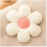 Wisafory Blumenkissen Kissen Blume Weiches Blütenblattkissen Niedliches Blumenförmiges Plüsch-Kissen Flauschig Wurfkissen Bodenkissen für Schlafzimmer, Sofa, Stuhl, Dekoration Weiß + Rosa 40cm