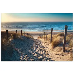 Wandbild ARTLAND "Weg zum Nordseestrand Sonnenuntergang", beige (farbe bild(er): naturfarben), B:90cm H:60cm, Bilder, als Alubild, Outdoorbild, Leinwandbild, Poster, Wandaufkleber
