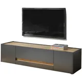 furn.design TV-Lowboard grau matt und Wotan Eiche TV-Unterteil 170 x 40 cm