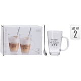 4-tlg. Latte Macchiato Tassenset 2 x Glastasse je 300ml 2 x Löffel Latte Gläser mit Henkel Latte Macchiato Gläser mit Henkel Glas Tassen Set Latte Macchiato Gläser Cafe Latte Macchiato Tasse Glas