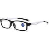 Lanomi Schmal Lesebrille mit Blaulichtfilter Herren Damen Rechteckig Sehhilfe Flexibel Anti Blaulicht Kunststoffe Brille mit Sehstärke Schwarz Rahmen Weiß Arm Brille 3.0 - M