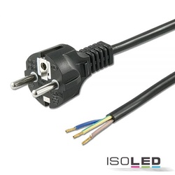 ISOLED Schutzkontakt-Stecker schwarz, 1,5m, lose Kabelenden ISO-113554