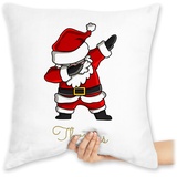 Kissen 40x40 Zierkissen - Weihnachtskissen Christmas Geschenke - Dab Dabbing Weihnachtsmann mit Name - 40 x 40 cm - Weiß - personalisierte Weihnachten weihnachtliches weihnacht Weihnachts