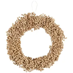 IB Laursen Kranz mit Holzperlen handgefertigt, Höhe 7, Ø 25 cm, beige