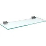 bijon Glasregal Glasablage Wandregal Glas Bad-Regal Glas Badezimmer Regal Badablage Ablageregal - 8mm Hartglas, 40 x 12 cm, Milchglas + Halterung D - Chrom Glanz Optik