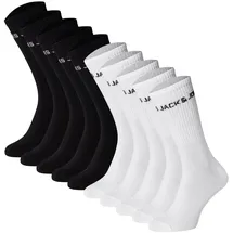 JACK & JONES JACK&JONES Kinder Tennissocken, 10er Pack - JACBASIC LOGO TENNISSOCK, Baumwollmischung, Logo Schwarz / Weiß 33-37