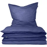 SCHIESSER Bettwäscheset Doubleface - Feinbiber - 2-teilig - 135 x 200 cm - Blau