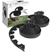 VOUNOT® Flexible Rasenkante Kunststoff mit 60 Erdanker, Länge 20m Höhe 5cm, Schwarz
