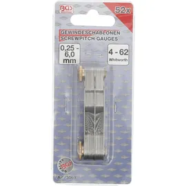 BGS 52 Blatt metrisch 0,25 - 6,0 mm, Whitworth 4G - 62G