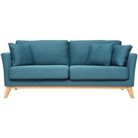 Sofa skandinavisch 3 Plätze Miliboo-Blau Holzbeine OSLO