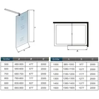 8mm Nano+ESG walk in Duschtrennwand Duschwand 30X200cm mit Stabilisator 73-120cm