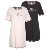 VIVANCE DREAMS Damen Sleepshirt schwarz, schwarz-weiß kariert, rosa, rosa-schwarz kariert Gr.32/34