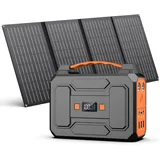 Powkey Powerstation mit Solarpanel 99Wh/27000mAh Tragbare Powerstation mit 40W Faltbare Solarpanel 100W Solargenarator mit 230V AC Ausgang/18W USB-A/USB-C für Wohnmobil Camping