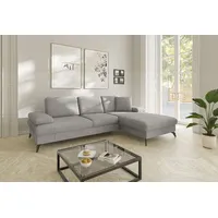sit&more Ecksofa SIT & MORE "Morris Jubi L-Form, B: 247 cm", grau (hellgrau), B:247cm H:83cm T:171cm, 100% Polyester, Sofas, Ecksofa, mit Armteilfunktion & 1 Zierkissen, optional Bettfunktion