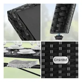 CASARIA Gartentisch WPC Tischplatte 190 x 90 x 75 cm schwarz