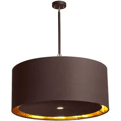 Balance Pendelleuchte braun, messing poliert Ø70cm rund Textilschirm