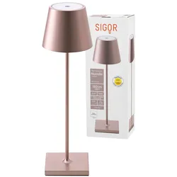 Nuindie LED Akku Tischleuchte Außentischleuchte IP54 rosegold Sigor Tischlampe