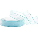 finemark 3 m x 25 mm Dekoband Chiffon Mint Geschenkband Schleifenband transparent Organza mit formstabilen Kanten Premium Qualität Hochzeit Geburtstag Chiffonband einfarbig