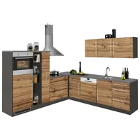 kochstation Winkelküche L-Form KS-Samos 260 cm braun