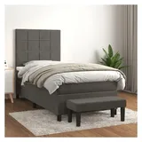 vidaXL Boxspringbett 100 x 200 cm Dunkelgrau