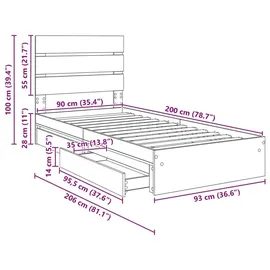 vidaXL Aufbewahrungsbett 90 x 200 cm Weiß